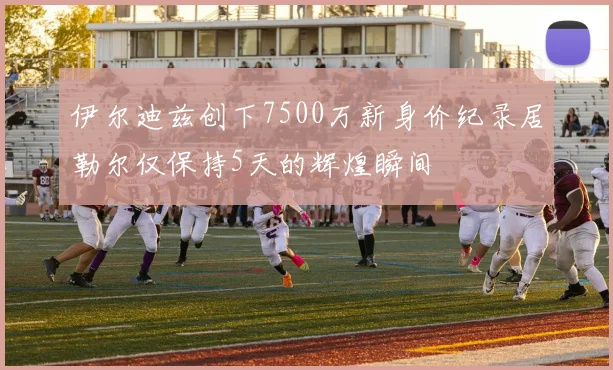 伊尔迪兹创下7500万新身价纪录居勒尔仅保持5天的辉煌瞬间